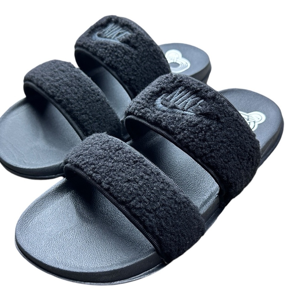 Nike Black Fuzzy Slide Sandals
